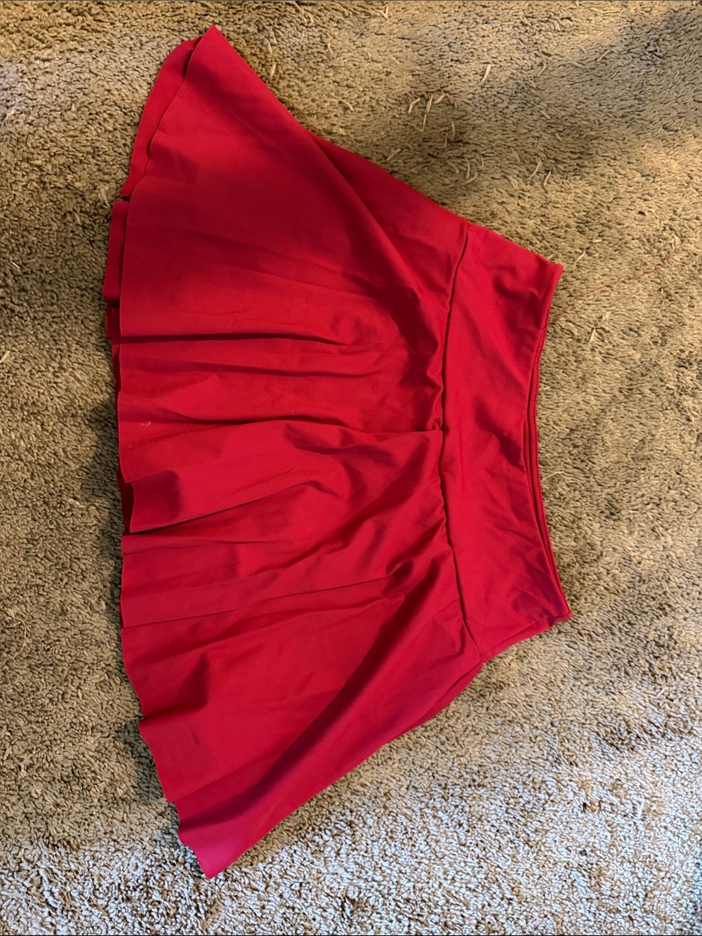 Red Pleated Women's Skater Skirt